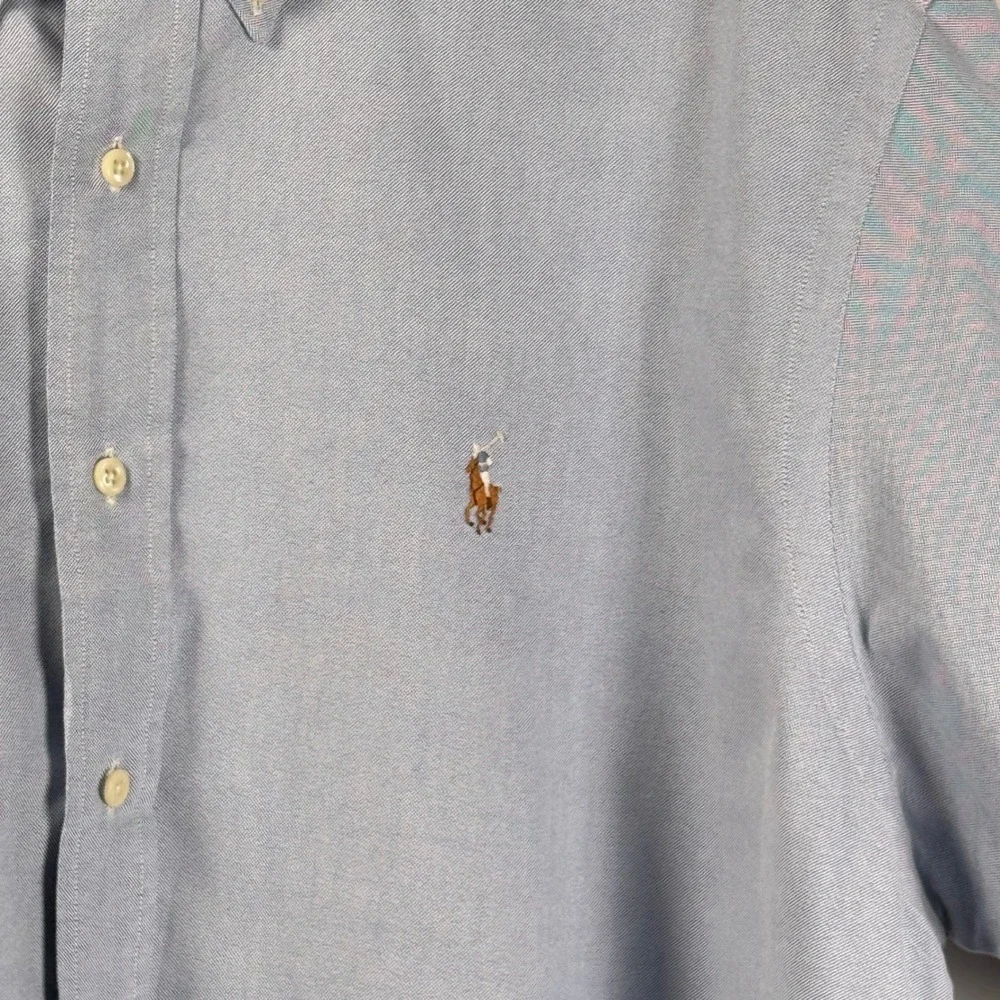 Ralph Lauren Classic Fit Oxford Shirt Short Sleeve Light Blue Cotton OCBD Men XL